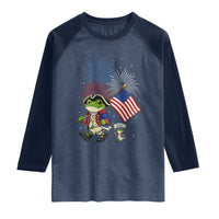Funny Patriotic Frog Raglan Shirt Celebrating 250 Years Of Freedom