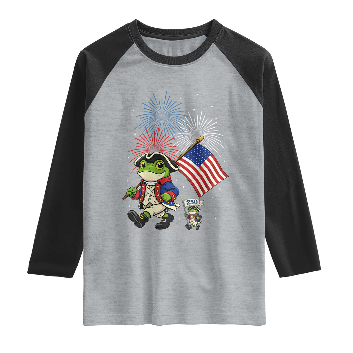 Funny Patriotic Frog Raglan Shirt Celebrating 250 Years Of Freedom