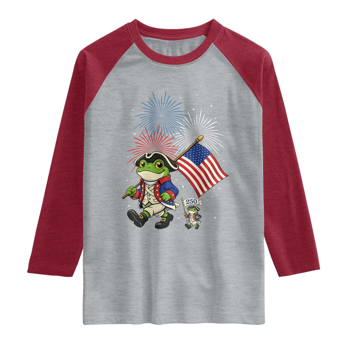 Funny Patriotic Frog Raglan Shirt Celebrating 250 Years Of Freedom
