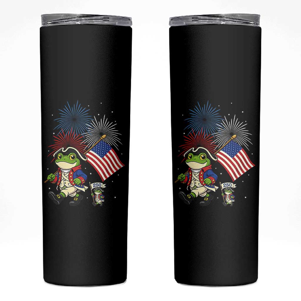 Funny Patriotic Frog Skinny Tumbler Celebrating 250 Years Of Freedom