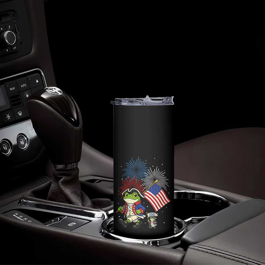 Funny Patriotic Frog Skinny Tumbler Celebrating 250 Years Of Freedom