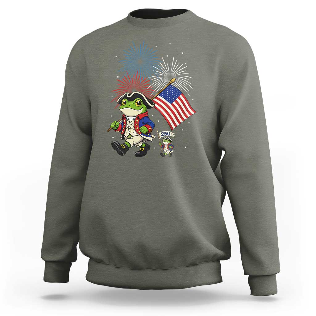 Funny Patriotic Frog Sweatshirt Celebrating 250 Years Of Freedom