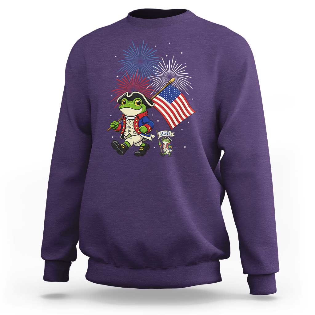 Funny Patriotic Frog Sweatshirt Celebrating 250 Years Of Freedom
