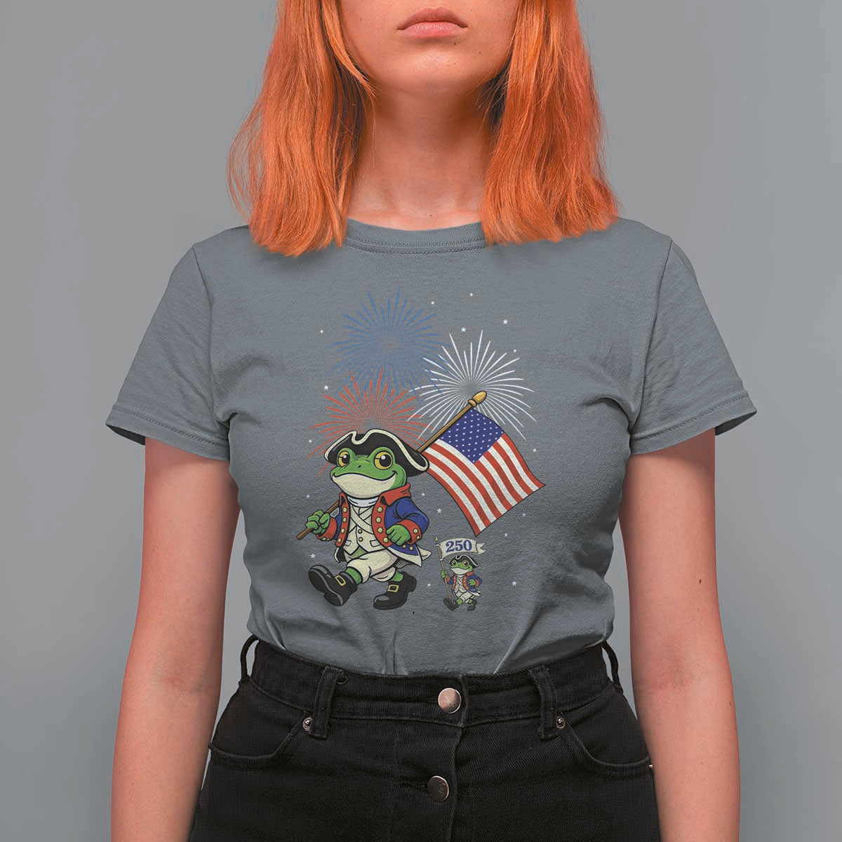 Funny Patriotic Frog T Shirt For Women Celebrating 250 Years Of Freedom