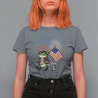 Funny Patriotic Frog T Shirt For Women Celebrating 250 Years Of Freedom
