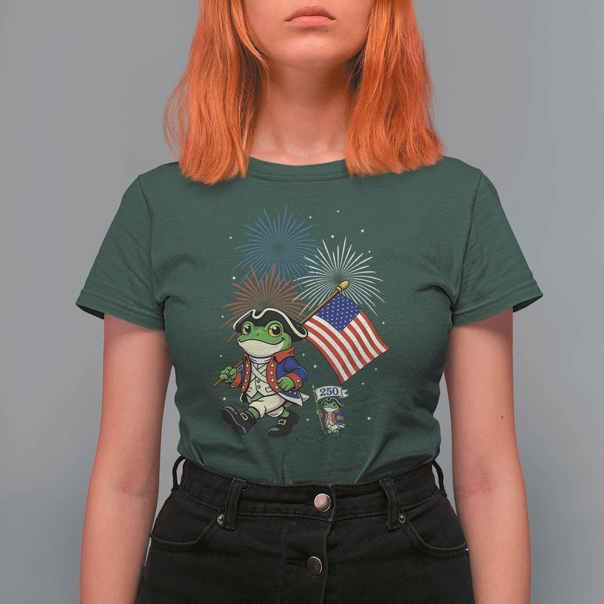 Funny Patriotic Frog T Shirt For Women Celebrating 250 Years Of Freedom