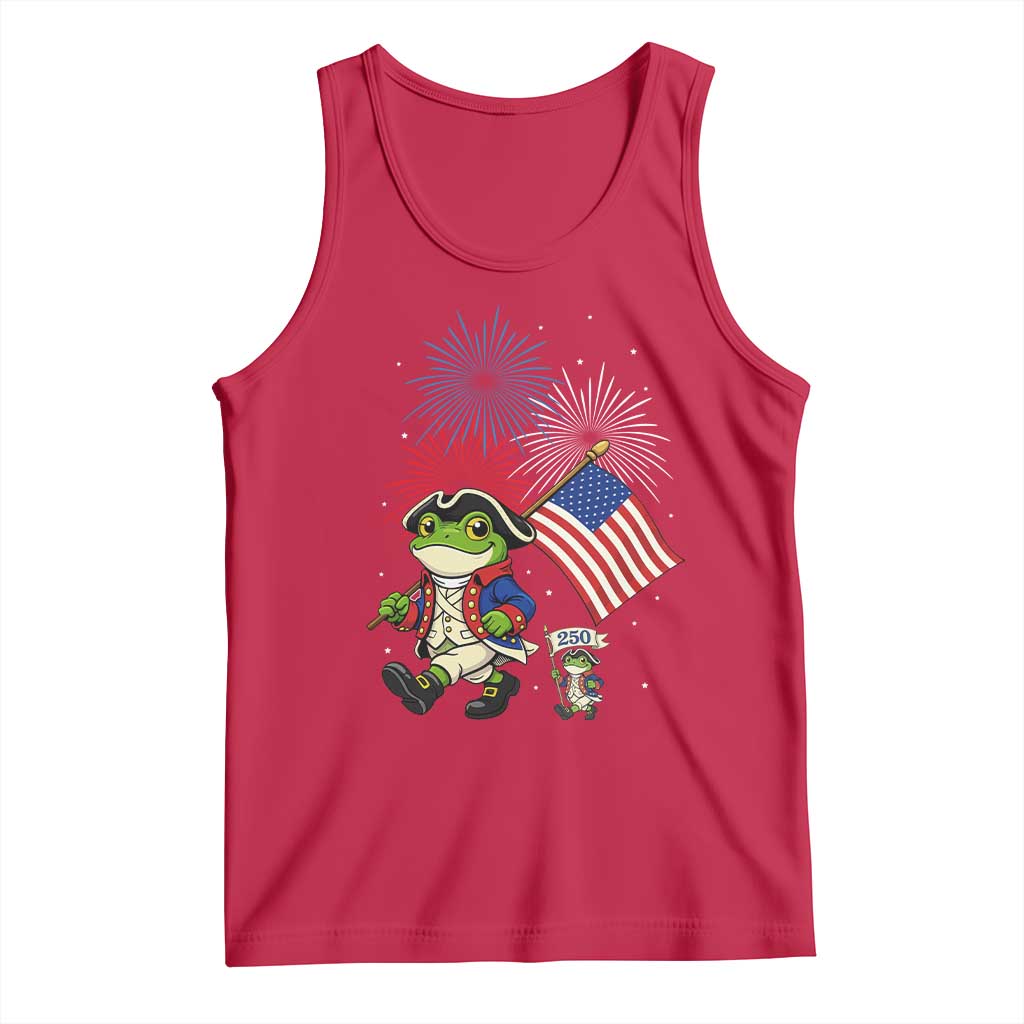 Funny Patriotic Frog Tank Top Celebrating 250 Years Of Freedom