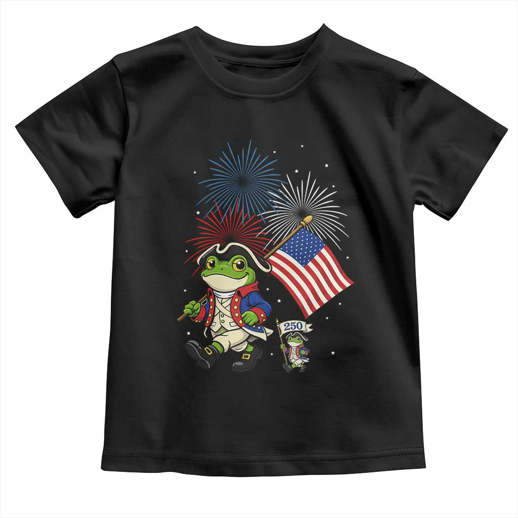 Funny Patriotic Frog Toddler T Shirt Celebrating 250 Years Of Freedom