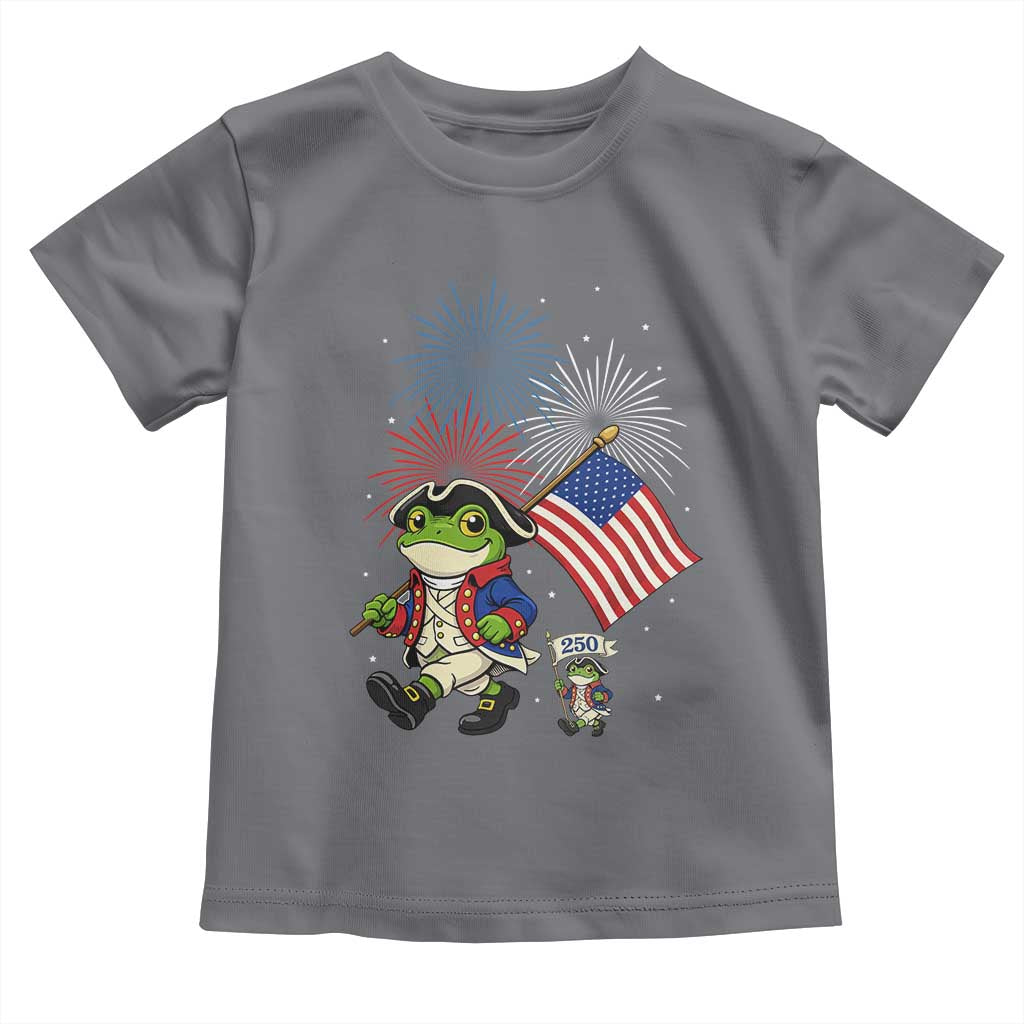 Funny Patriotic Frog Toddler T Shirt Celebrating 250 Years Of Freedom