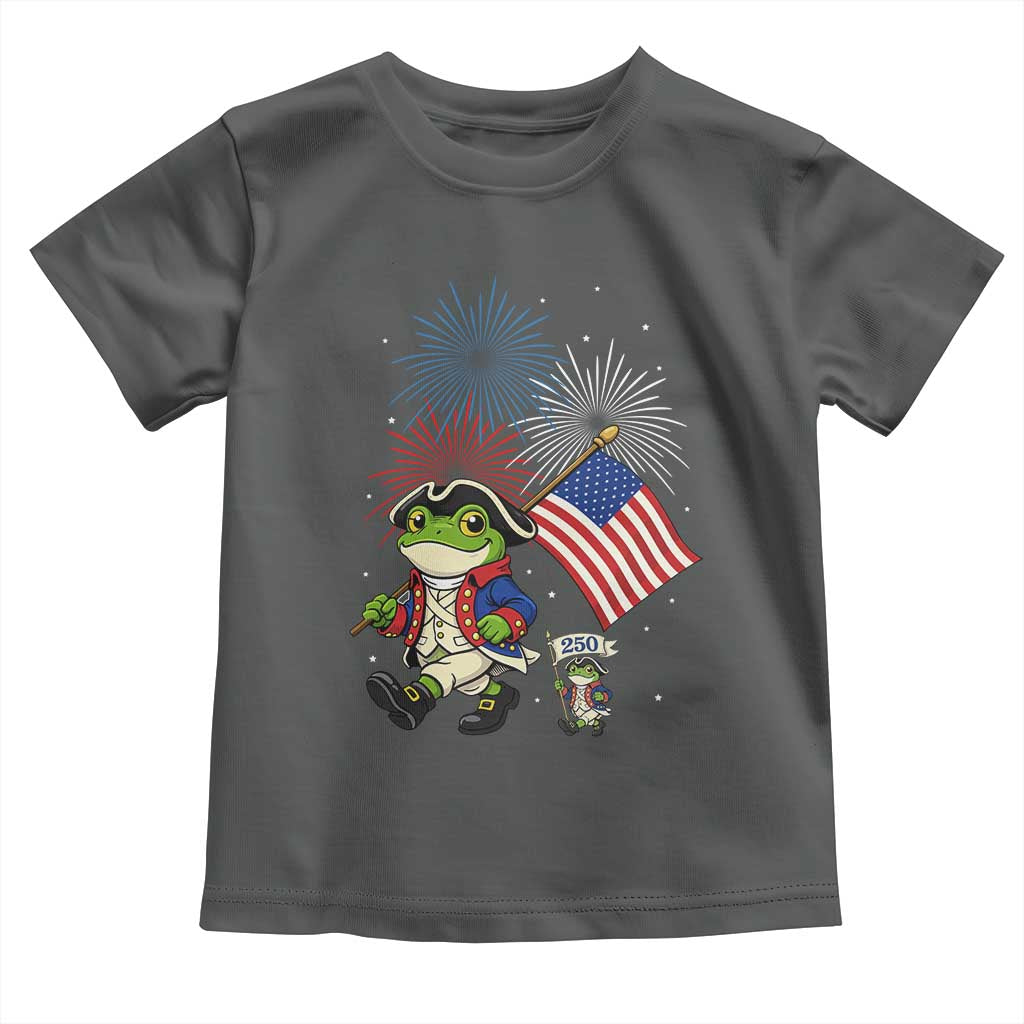 Funny Patriotic Frog Toddler T Shirt Celebrating 250 Years Of Freedom