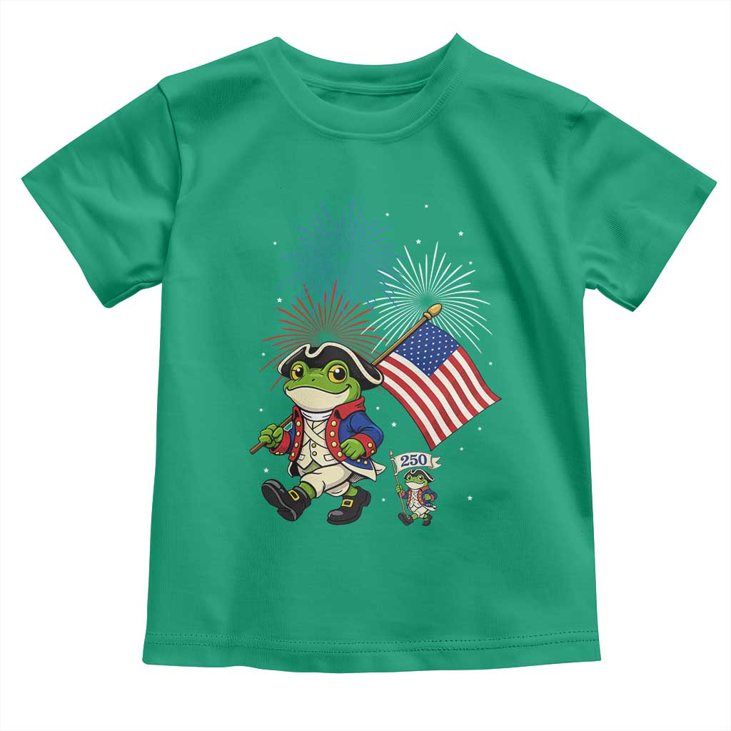 Funny Patriotic Frog Toddler T Shirt Celebrating 250 Years Of Freedom