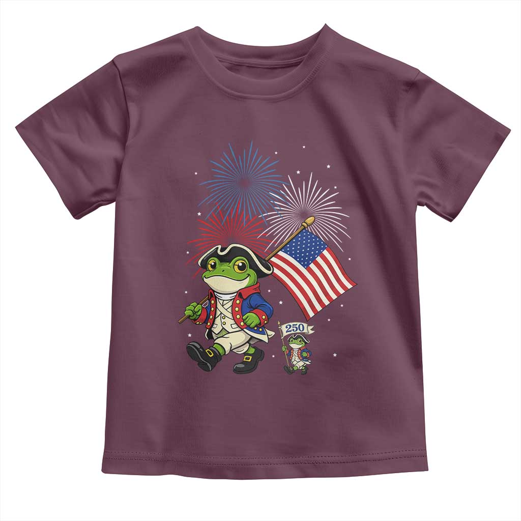 Funny Patriotic Frog Toddler T Shirt Celebrating 250 Years Of Freedom