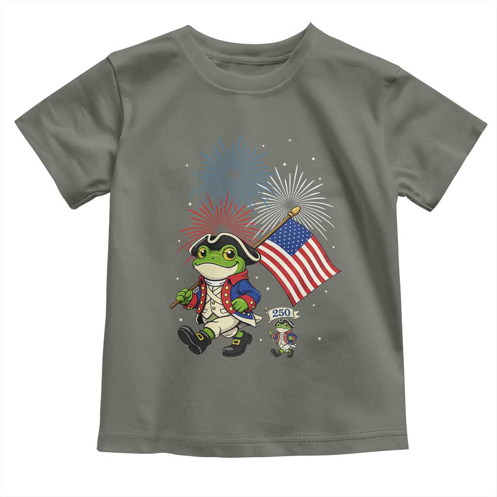 Funny Patriotic Frog Toddler T Shirt Celebrating 250 Years Of Freedom