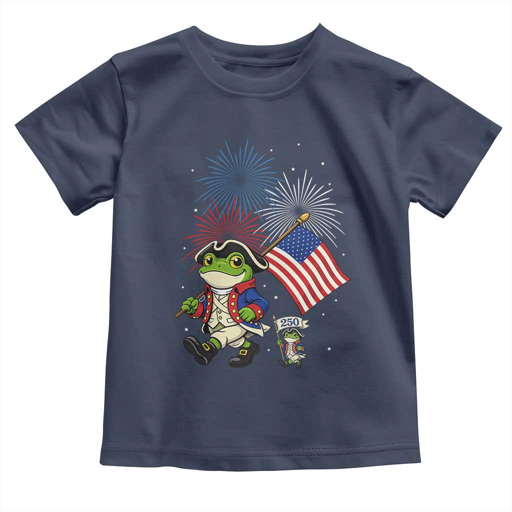Funny Patriotic Frog Toddler T Shirt Celebrating 250 Years Of Freedom