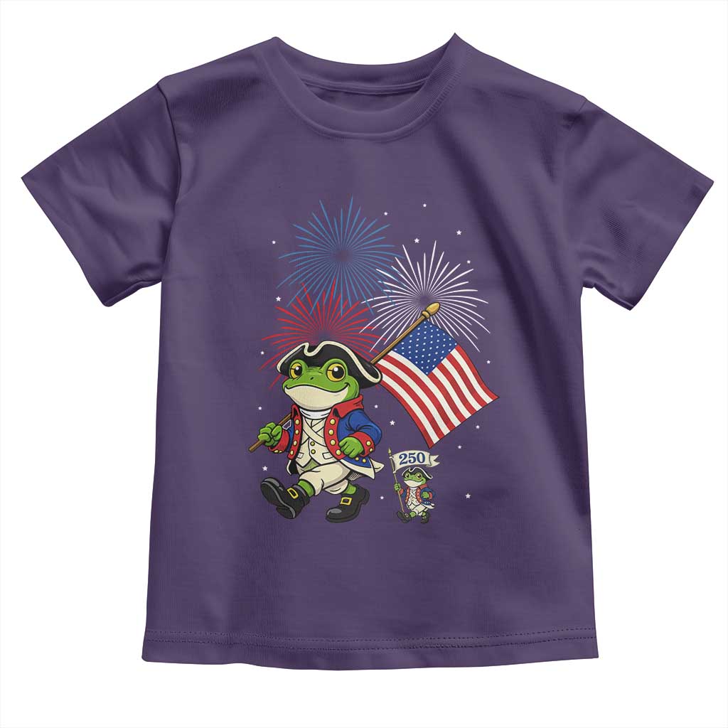 Funny Patriotic Frog Toddler T Shirt Celebrating 250 Years Of Freedom