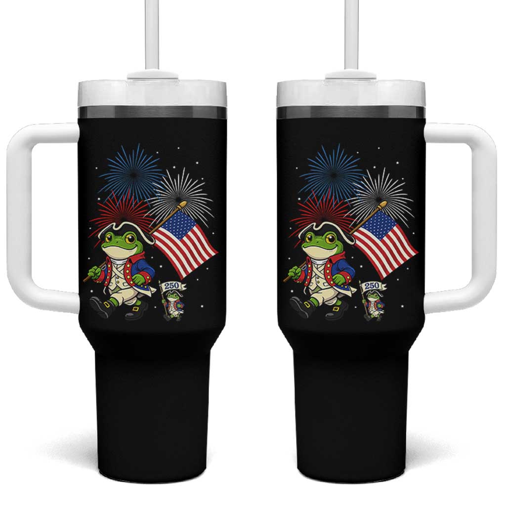 Funny Patriotic Frog Tumbler With Handle Celebrating 250 Years Of Freedom