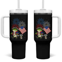 Funny Patriotic Frog Tumbler With Handle Celebrating 250 Years Of Freedom