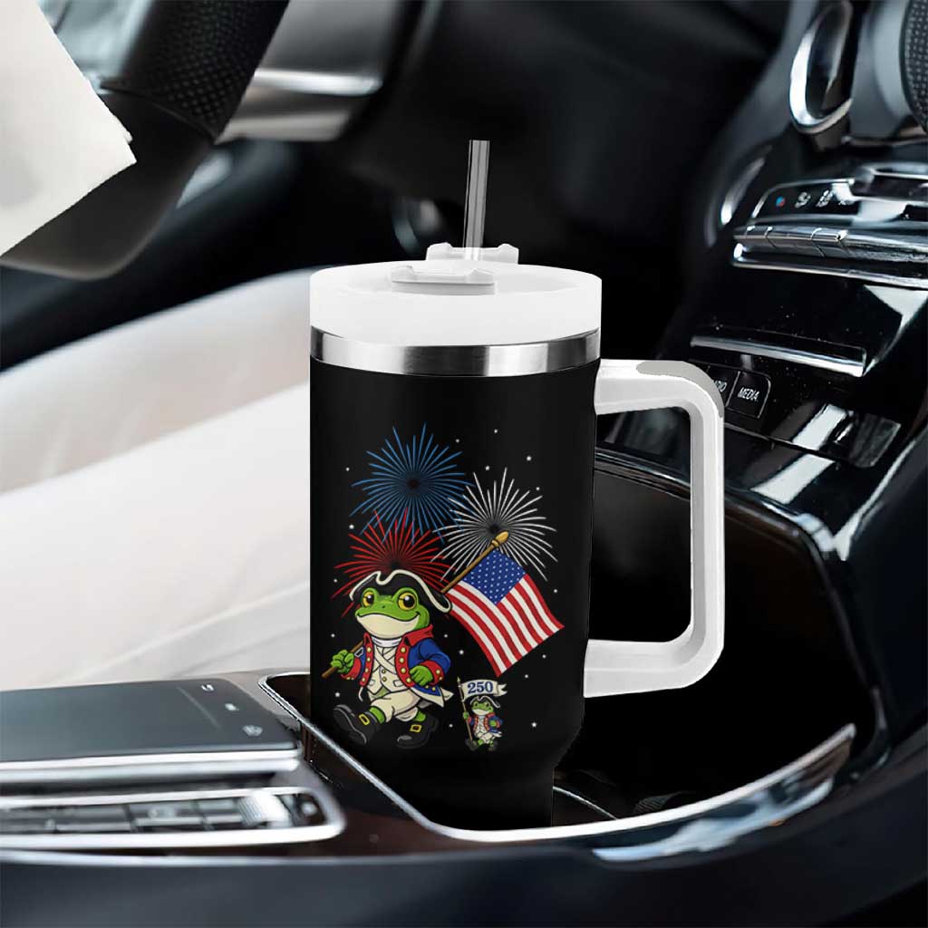 Funny Patriotic Frog Tumbler With Handle Celebrating 250 Years Of Freedom