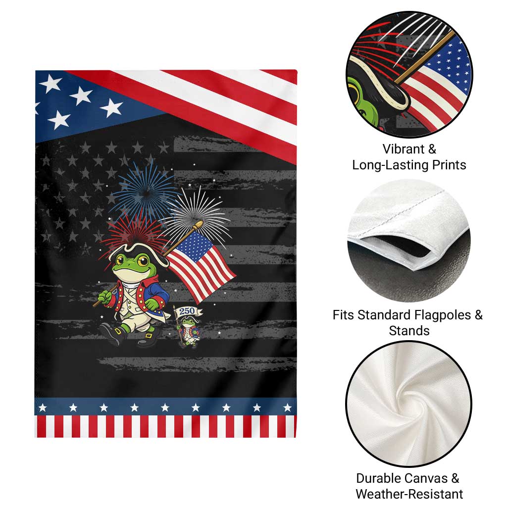 Funny Patriotic Frog Garden Flag Celebrating 250 Years Of Freedom