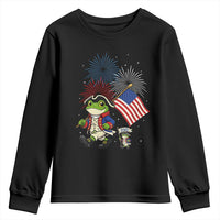 Funny Patriotic Frog Youth Sweatshirt Celebrating 250 Years Of Freedom
