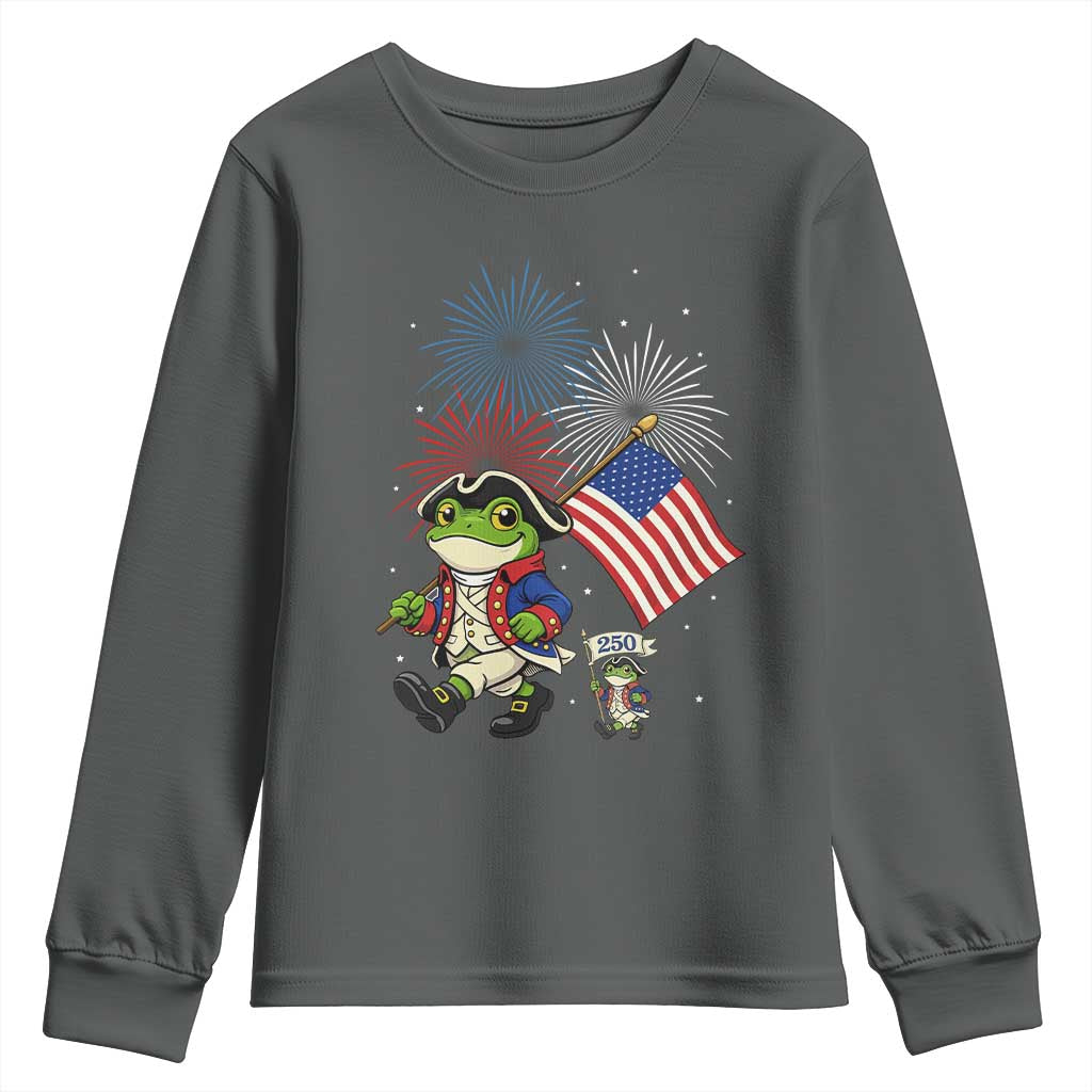 Funny Patriotic Frog Youth Sweatshirt Celebrating 250 Years Of Freedom