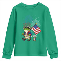 Funny Patriotic Frog Youth Sweatshirt Celebrating 250 Years Of Freedom