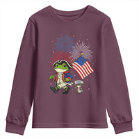 Funny Patriotic Frog Youth Sweatshirt Celebrating 250 Years Of Freedom