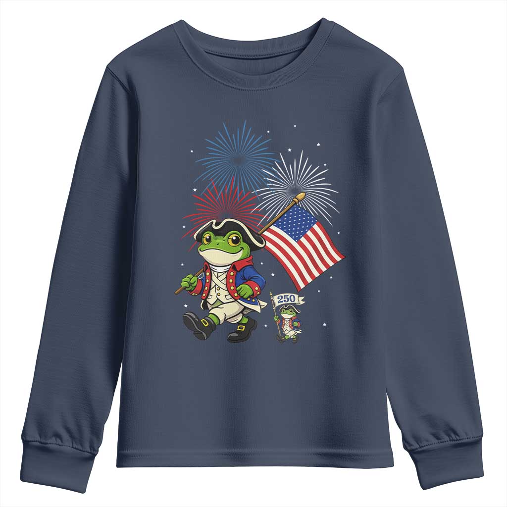 Funny Patriotic Frog Youth Sweatshirt Celebrating 250 Years Of Freedom