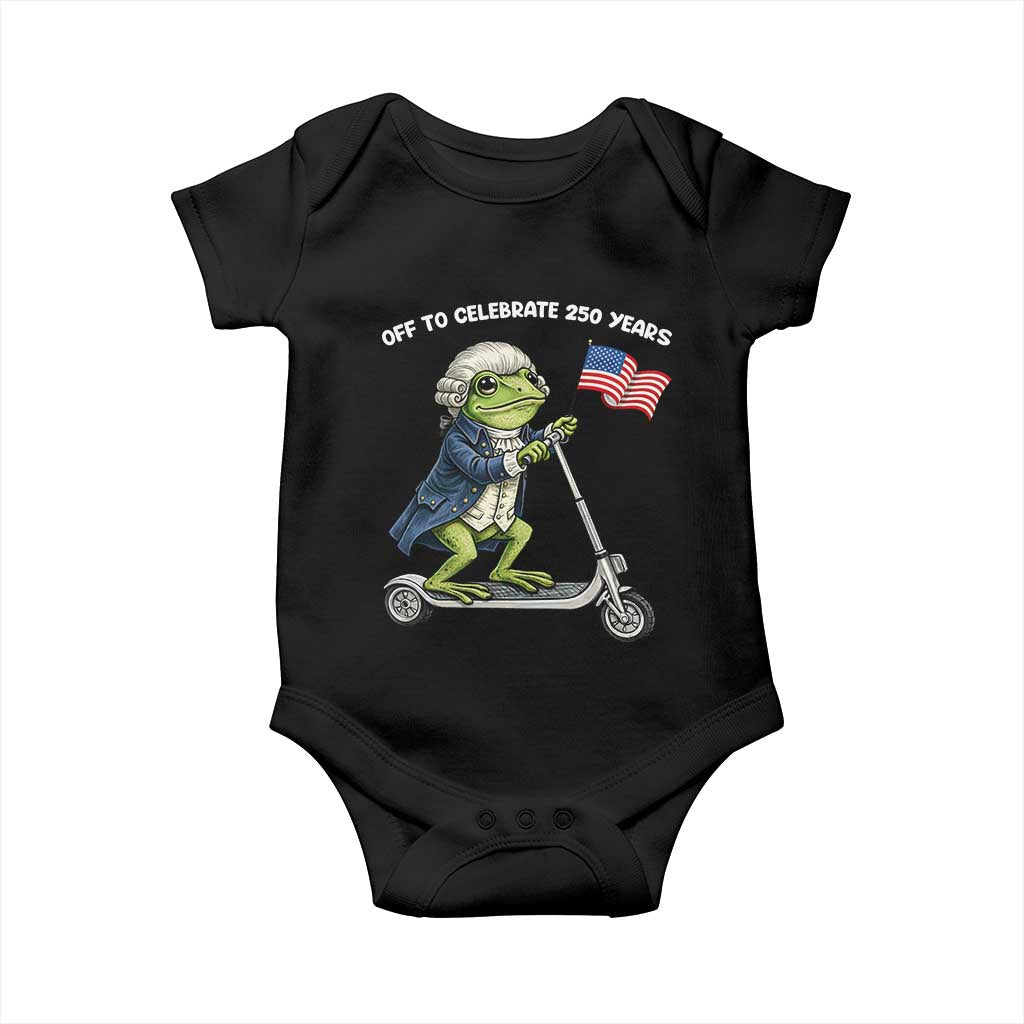 Funny Patriotic Frog Baby Onesie Off To Celebrate 250 Years Of Freedom
