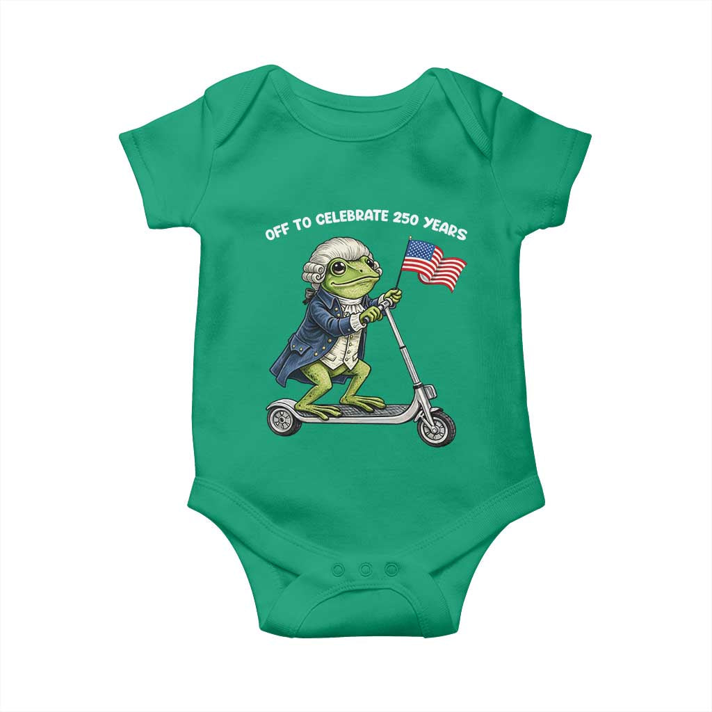 Funny Patriotic Frog Baby Onesie Off To Celebrate 250 Years Of Freedom