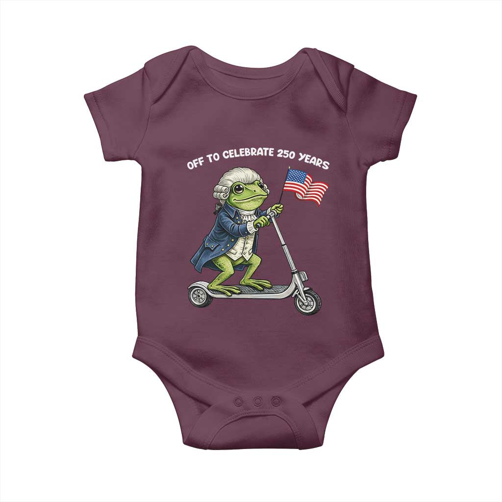 Funny Patriotic Frog Baby Onesie Off To Celebrate 250 Years Of Freedom