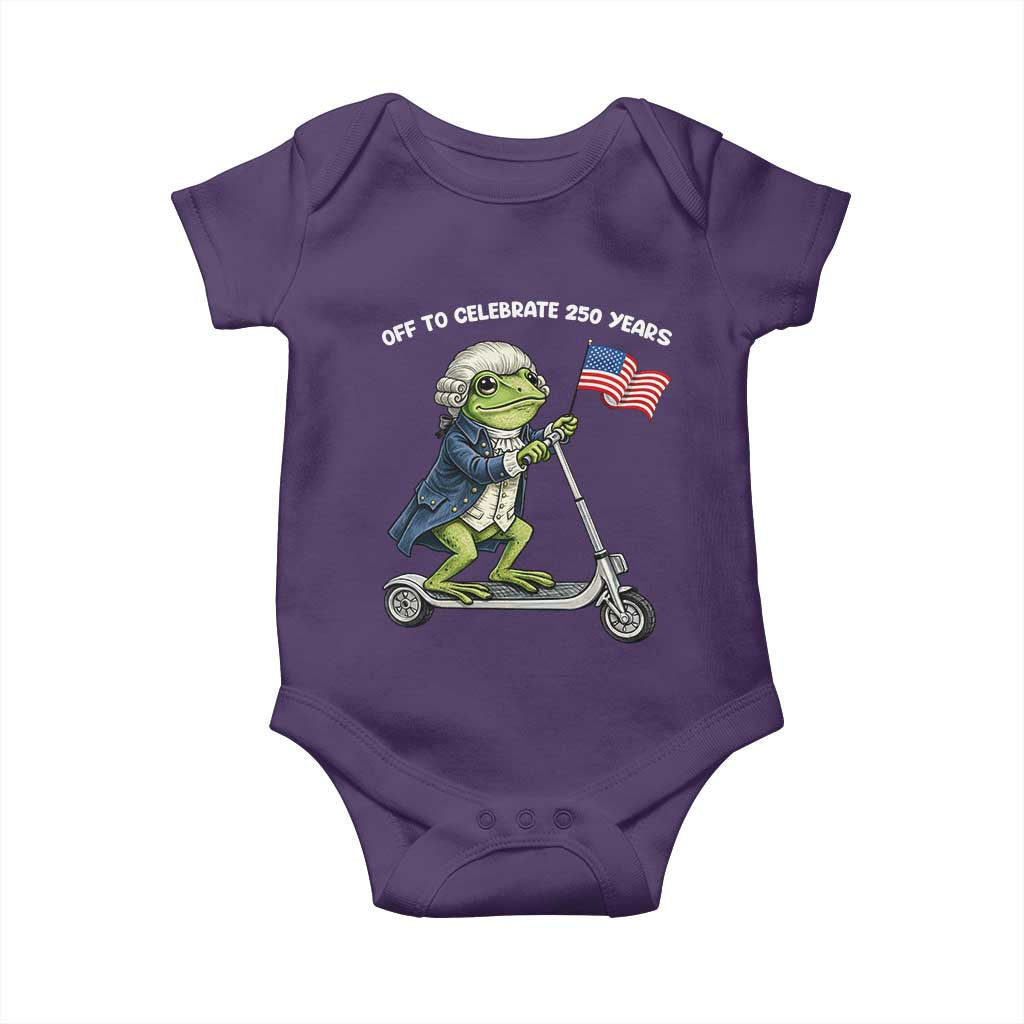 Funny Patriotic Frog Baby Onesie Off To Celebrate 250 Years Of Freedom