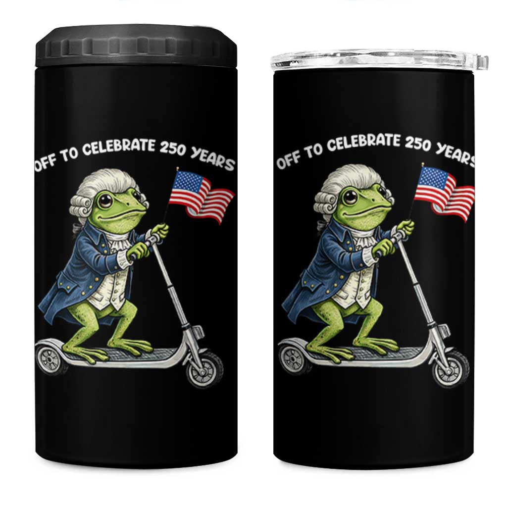 Funny Patriotic Frog 4 in 1 Can Cooler Tumbler Off To Celebrate 250 Years Of Freedom