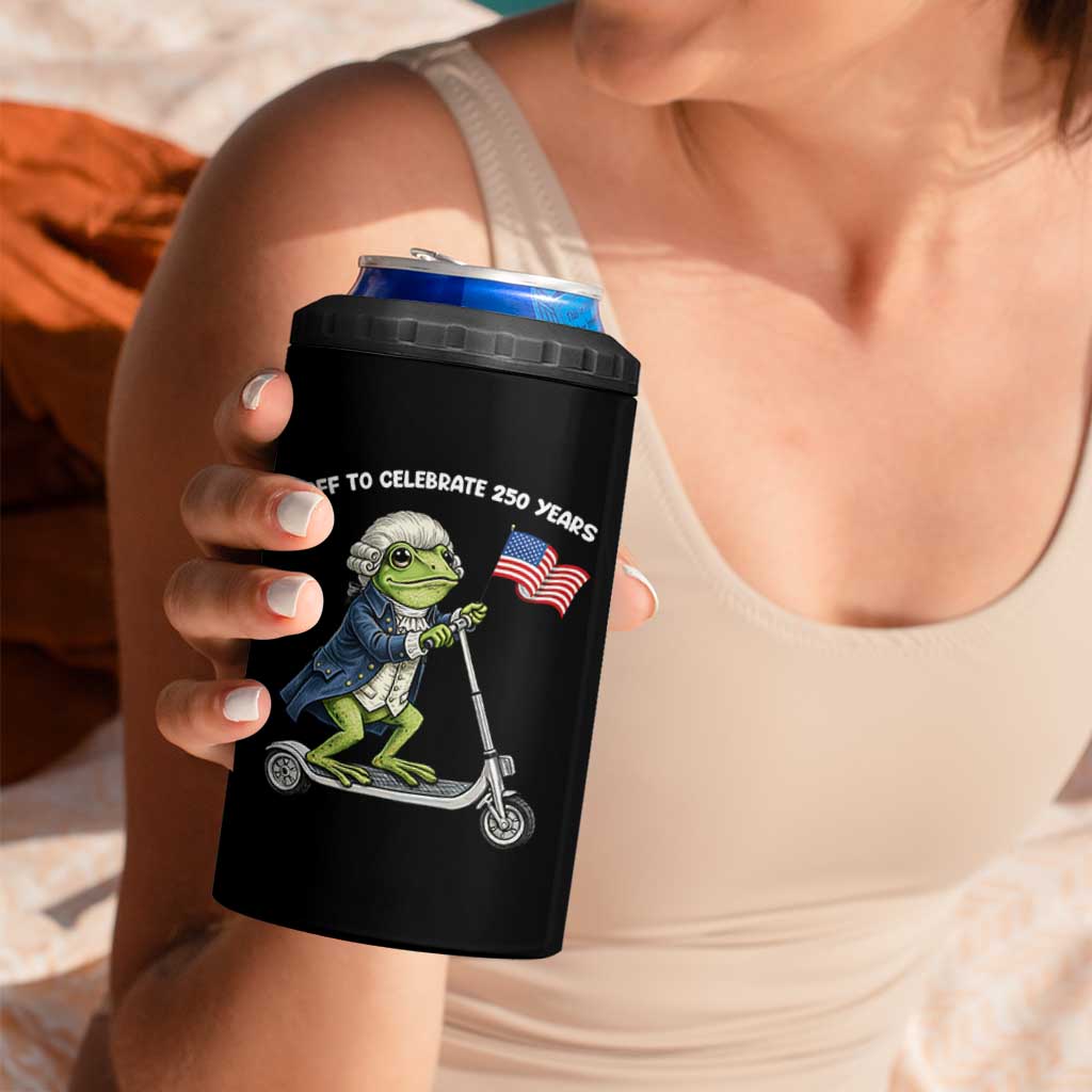 Funny Patriotic Frog 4 in 1 Can Cooler Tumbler Off To Celebrate 250 Years Of Freedom
