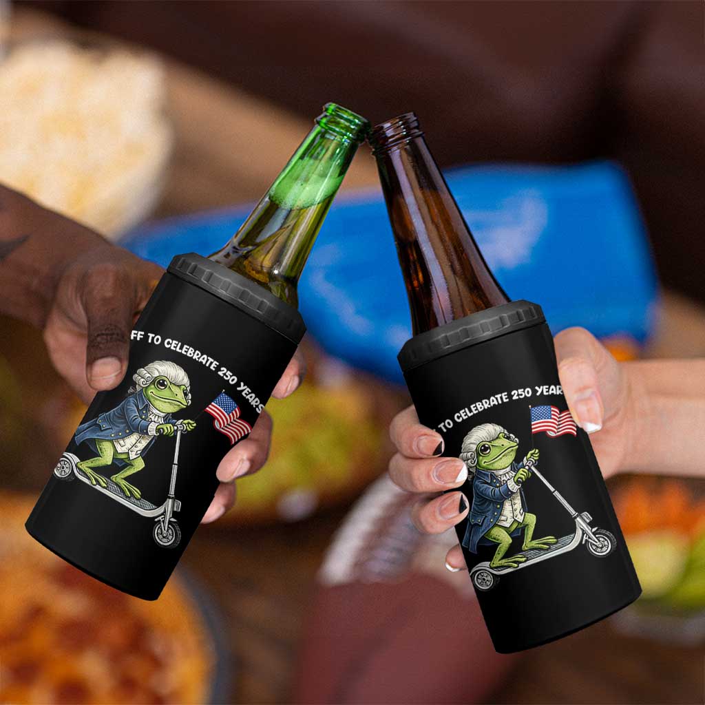 Funny Patriotic Frog 4 in 1 Can Cooler Tumbler Off To Celebrate 250 Years Of Freedom