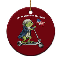 Funny Patriotic Frog Ceramic Ornament Off To Celebrate 250 Years Of Freedom