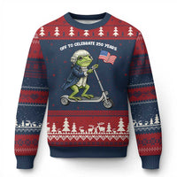 Funny Patriotic Frog Ugly Christmas Sweater Off To Celebrate 250 Years Of Freedom