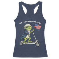 Funny Patriotic Frog Racerback Tank Top Off To Celebrate 250 Years Of Freedom