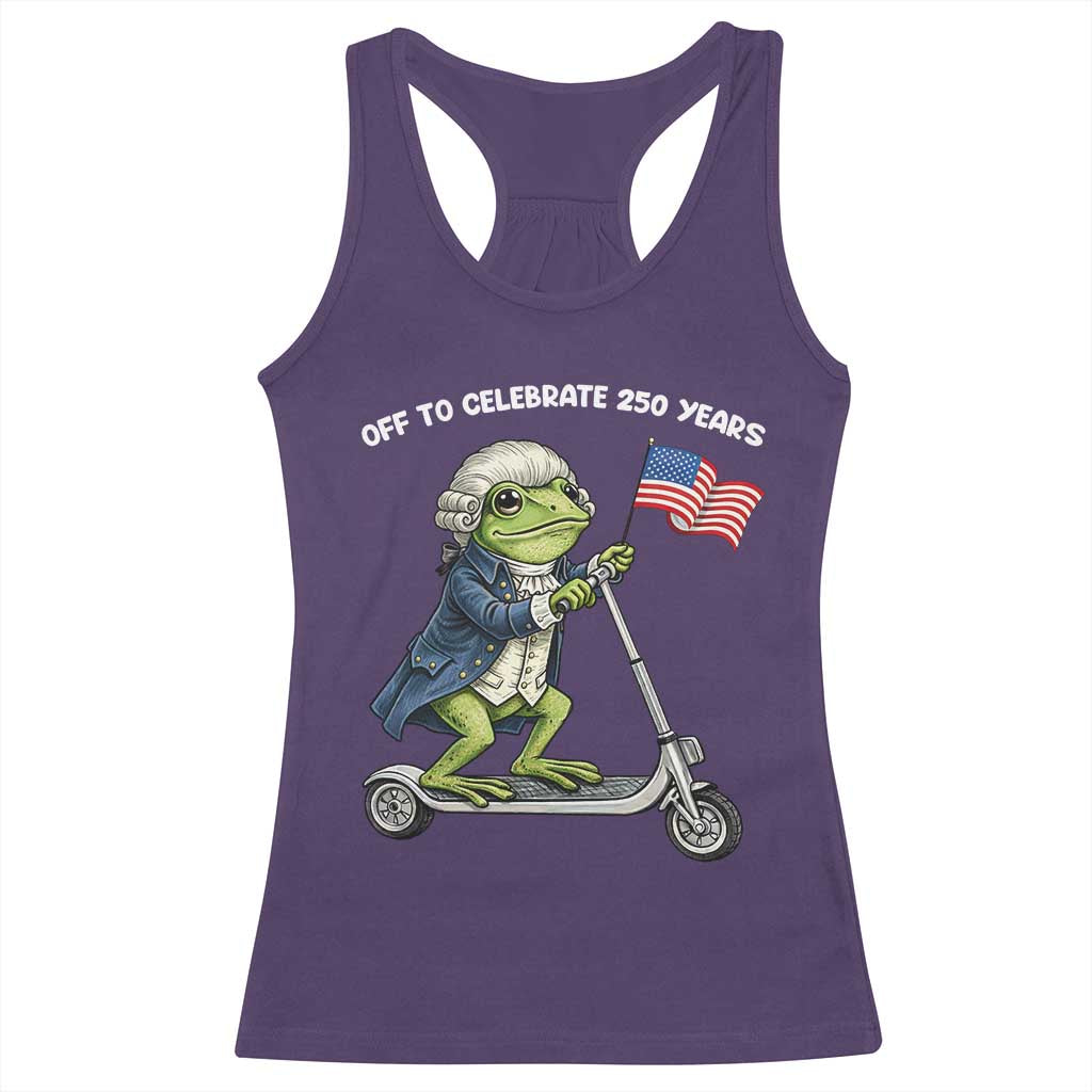 Funny Patriotic Frog Racerback Tank Top Off To Celebrate 250 Years Of Freedom