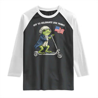 Funny Patriotic Frog Raglan Shirt Off To Celebrate 250 Years Of Freedom