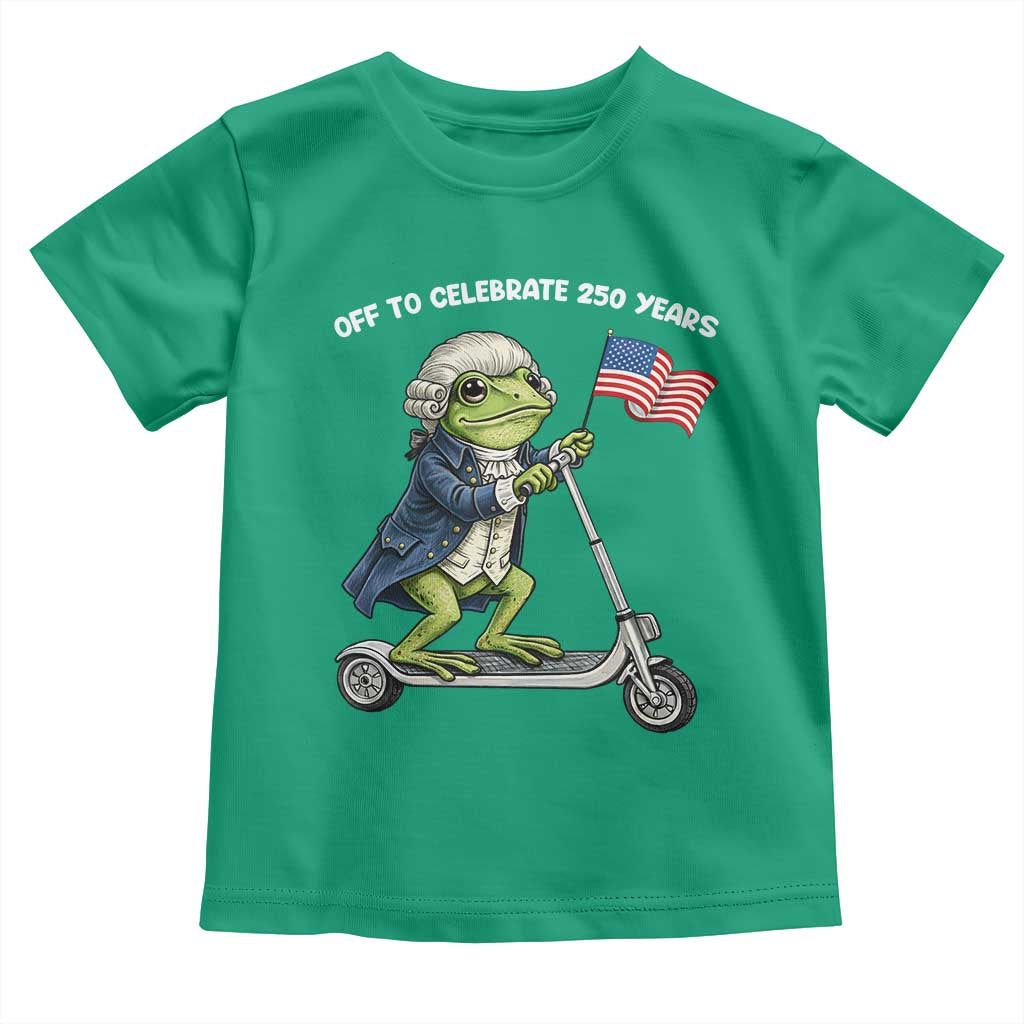 Funny Patriotic Frog Toddler T Shirt Off To Celebrate 250 Years Of Freedom