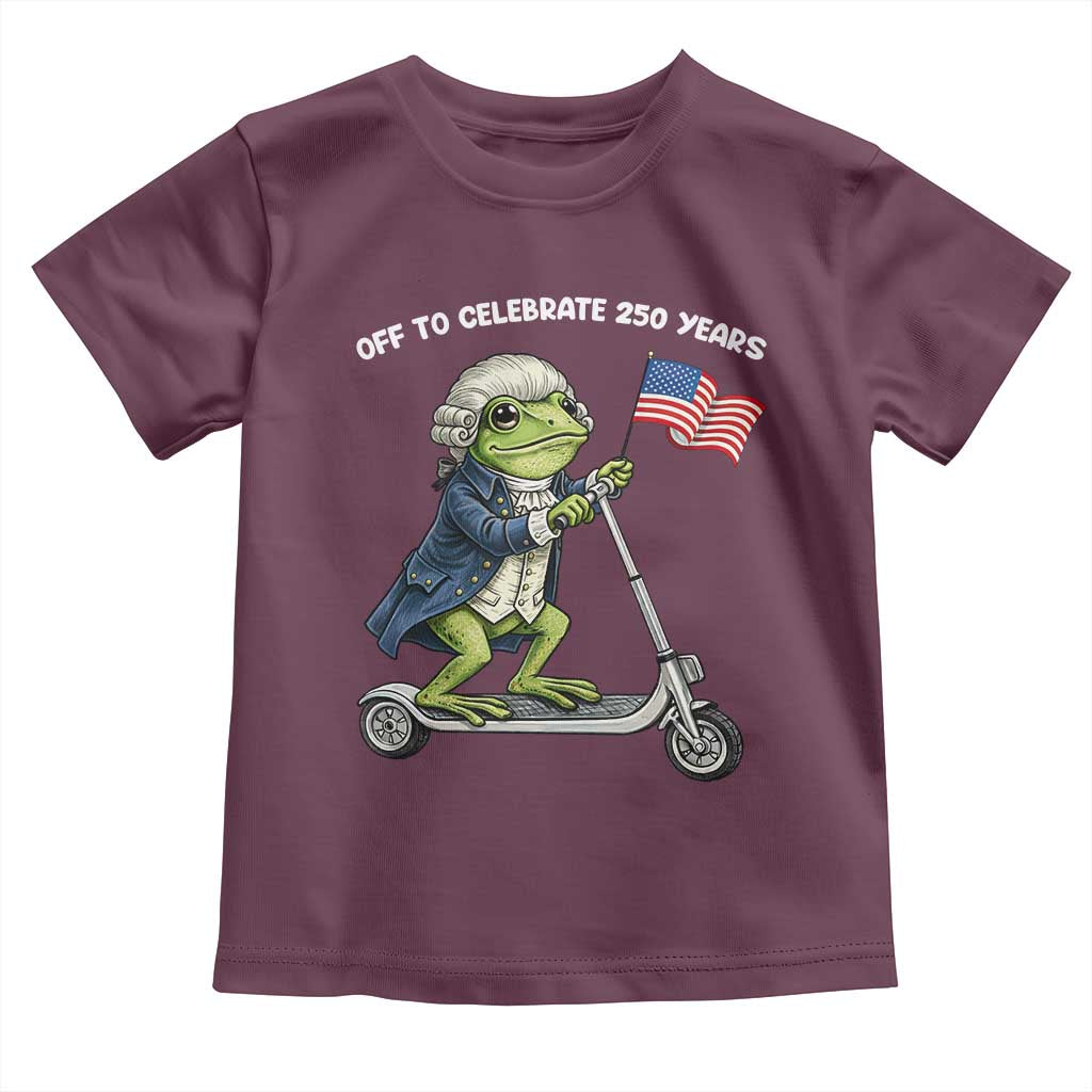 Funny Patriotic Frog Toddler T Shirt Off To Celebrate 250 Years Of Freedom
