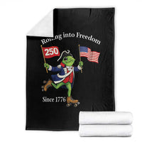 Funny Patriotic Frog Throw Blanket Rolling Into 250 Years Of Liberty
