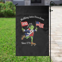 Funny Patriotic Frog Garden Flag Rolling Into 250 Years Of Liberty