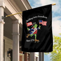 Funny Patriotic Frog Garden Flag Rolling Into 250 Years Of Liberty