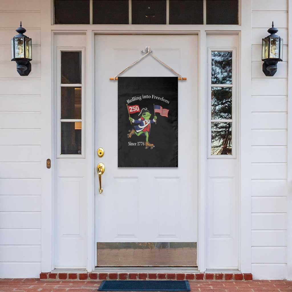 Funny Patriotic Frog Garden Flag Rolling Into 250 Years Of Liberty