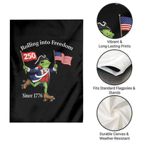 Funny Patriotic Frog Garden Flag Rolling Into 250 Years Of Liberty