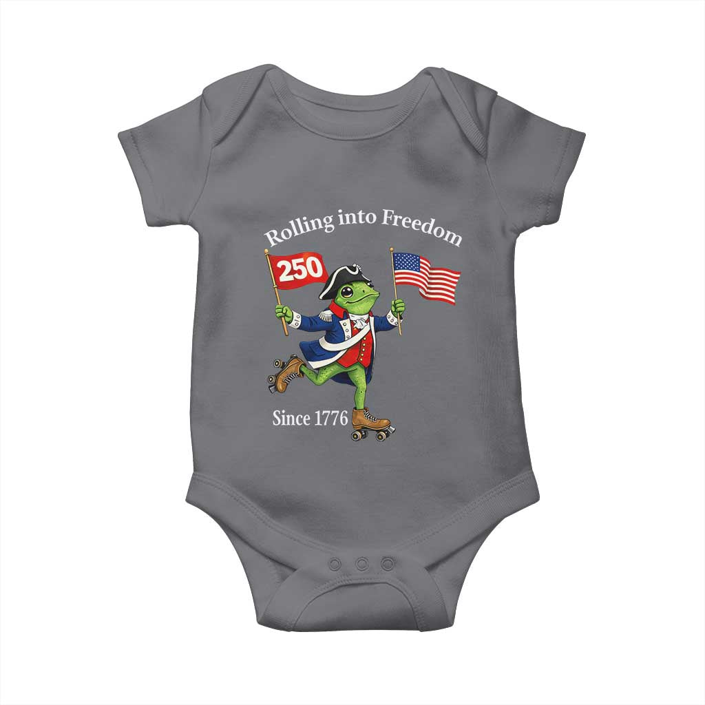 Funny Patriotic Frog Baby Onesie Rolling Into 250 Years Of Liberty