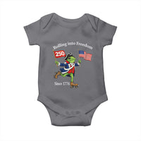 Funny Patriotic Frog Baby Onesie Rolling Into 250 Years Of Liberty