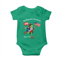 Funny Patriotic Frog Baby Onesie Rolling Into 250 Years Of Liberty